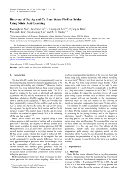 Recovery of Sn, Ag and Cu from Waste Pb