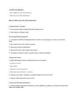 ACTIVE LEARNING How to Make your Class More Interactive