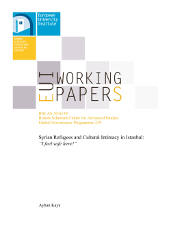 Syrian Refugees and Cultural Intimacy in Istanbul
