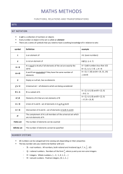 Functions, Relations and Transformations