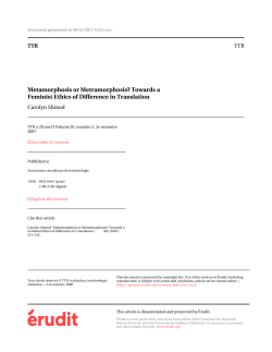 Metamorphosis or Metramorphosis? Towards a Feminist