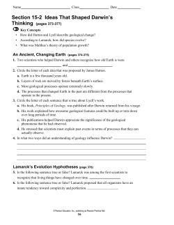 Section 15-2 Ideas That Shaped Darwin`s Thinking