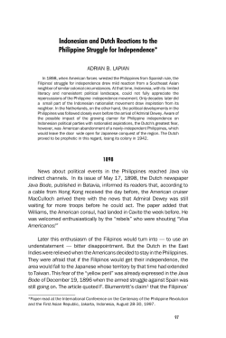 Indonesian and Dutch Reactions to the Philippine Struggle for