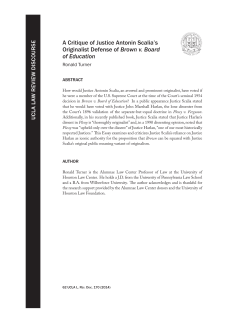 A Critique of Justice Antonin Scalia`s Originalist Defense of Brown v