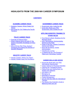 handout 5/19/09 Career Symposium Presentation Summaries