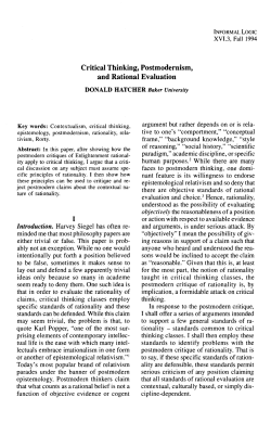 Critical Thinking, Postmodernism, and Rational Evaluation