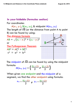 1.6 Midpoint and Distance in the Coordinate Plane.notebook