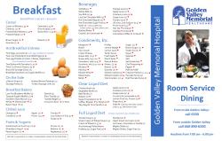 Room Service Menu - Golden Valley Memorial Hospital