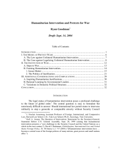 Humanitarian Intervention and Pretexts for War Ryan Goodman