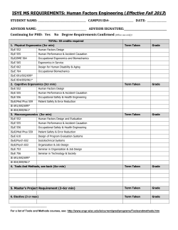 Human Factors and Ergonomics Planning Grid