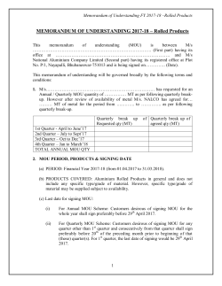 MOU Scheme for Financial Year 2017-18 for sale of