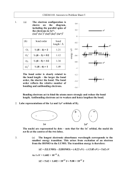 CHEM1101 Answers to Problem Sheet 5 1. (a) The electron