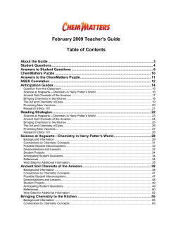 February 2009 Teacher`s Guide Table of Contents