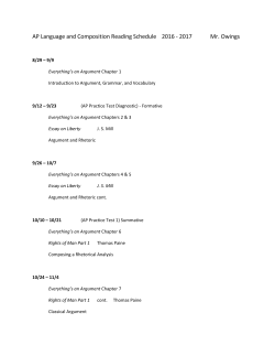 AP Language and Composition Reading Schedule 2016