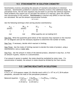 9.5 stoichiometry in solution chemistry