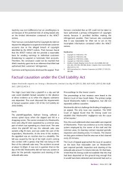 Factual causation under the Civil Liability Act