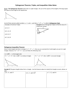 Pythagorean Theorem, Triples, and Inequalities Video Notes