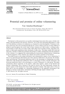 Potential and promise of online volunteering