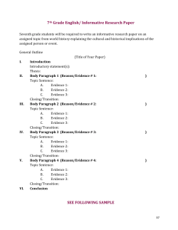 7th Grade Informative Research Paper