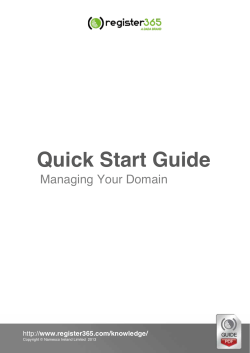 Quick Start Guide - Register365 - Domains