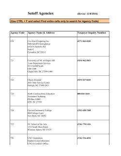 Setoff Agencies - North Carolina Department of Revenue