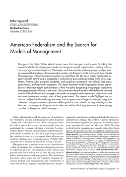American Federalism and the Search for Models of Management