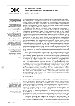 THE PROXIMATE COLONY Bosnia-Herzegovina under Austro