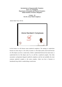 Introduction to Organometallic Chemistry Prof. A.G. Samuelson