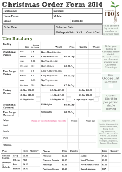 Order forms for Christmas and weekly collection