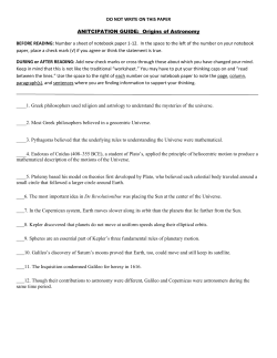 DO NOT WRITE ON THIS PAPER ANITCIPATION GUIDE: Origins of