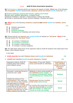 1.1.1. GCSE PE Mock Examination Questions Q1 Participation in