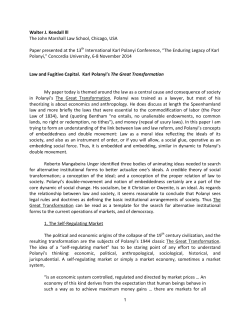 Law and Fugitive Capital. Karl Polanyi`s The Great Transformation