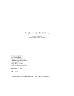 Getting Emotions Right in Moral Psychology Piercarlo Valdesolo