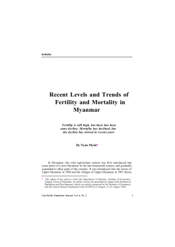 Recent Levels and Trends of Fertility and Mortality in Myanmar