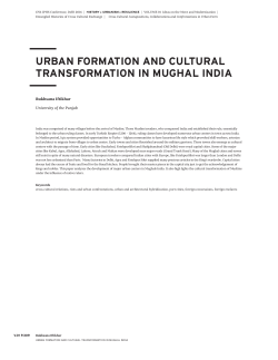 URBAN FORMATION AND CULTURAL TRANSFORMATION IN
