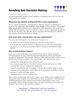 Avoiding Bad Decision Making