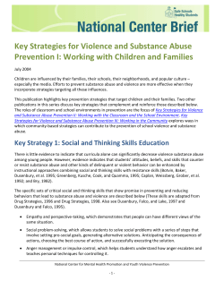 Key Strategies for Violence and Substance Abuse Prevention I