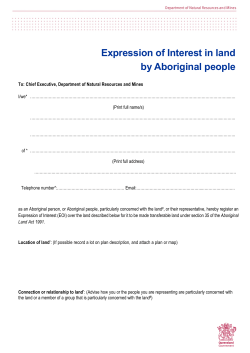 Expression of Interest in land by Aboriginal people