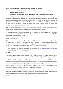 BIELLA YARN BY SÜDWOLLE Srl acquires fancy yarn producer HF