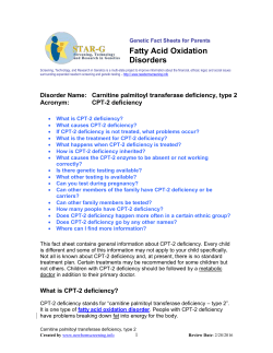 Fatty Acid Oxidation Disorders