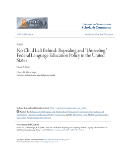 No Child Left Behind: Repealing and &ldquo;Unpeeling&rdquo; Federal
