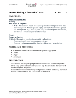 LESSON: Writing a Persuasive Letter