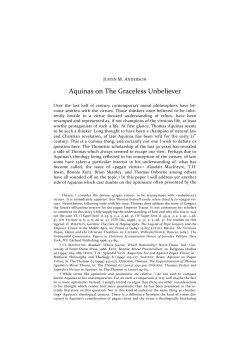 Aquinas on The Graceless Unbeliever