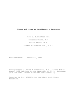 Illness and Injury as Contributors to Bankruptcy
