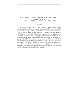 civil rights&mdash;morbid obesity as a disability under the ada