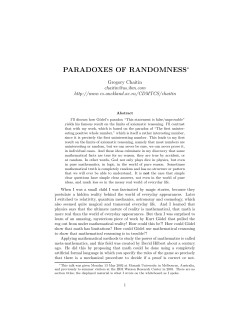 paradoxes of randomness - Department of Computer Science