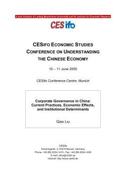 CESIFO ECONOMIC STUDIES CONFERENCE ON