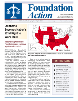 Oklahoma Becomes Nation`s 22nd Right to Work State