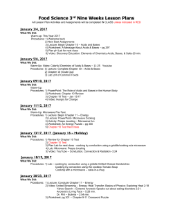 Food Science 3rd Nine Weeks Lesson Plans