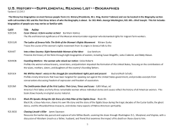 US History~~Supplemental Reading List~~Biographies